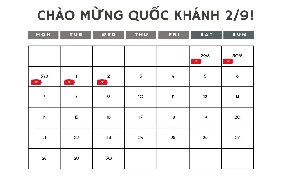 Lịch nghỉ lễ 2/9/2026 cho CBCNVC