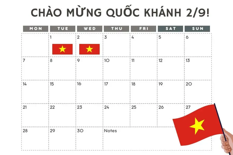 Lịch nghỉ lễ Quốc khánh 2026