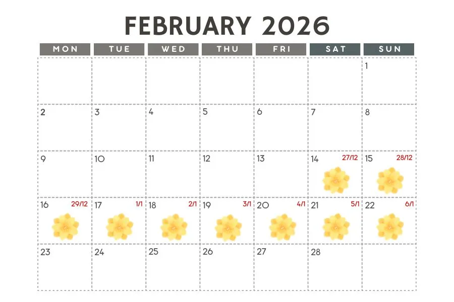 lịch nghỉ tết âm lịch 2026