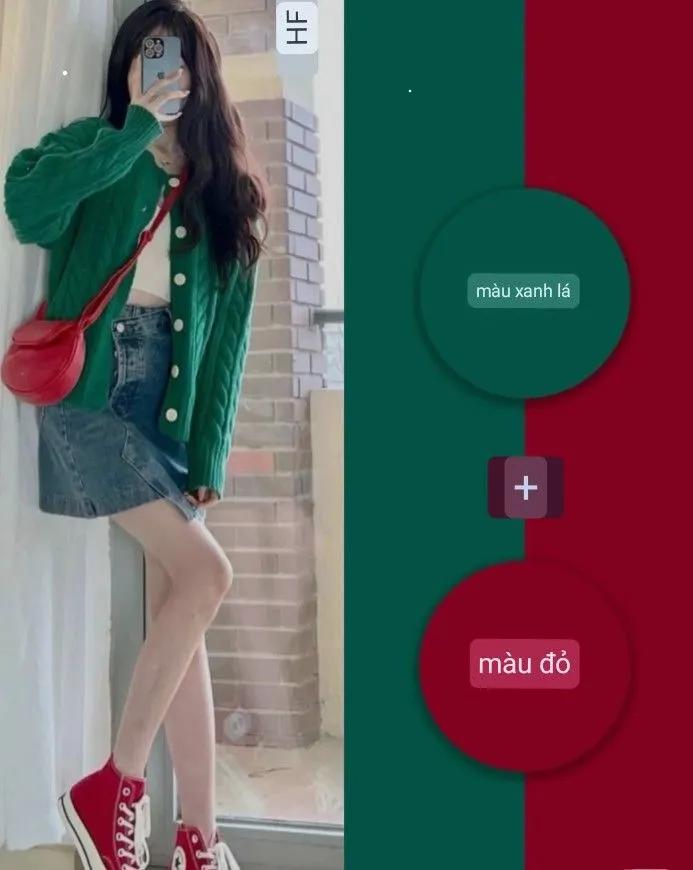 Những bộ trang phục mix & match cực thời thượng với màu đỏ và màu xanh lá cây (Nguồn: Routine)