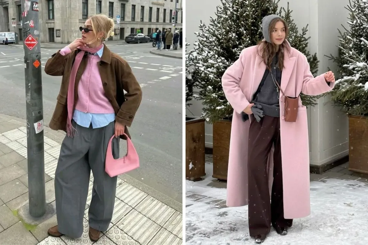 phối màu hồng cùng màu nâu