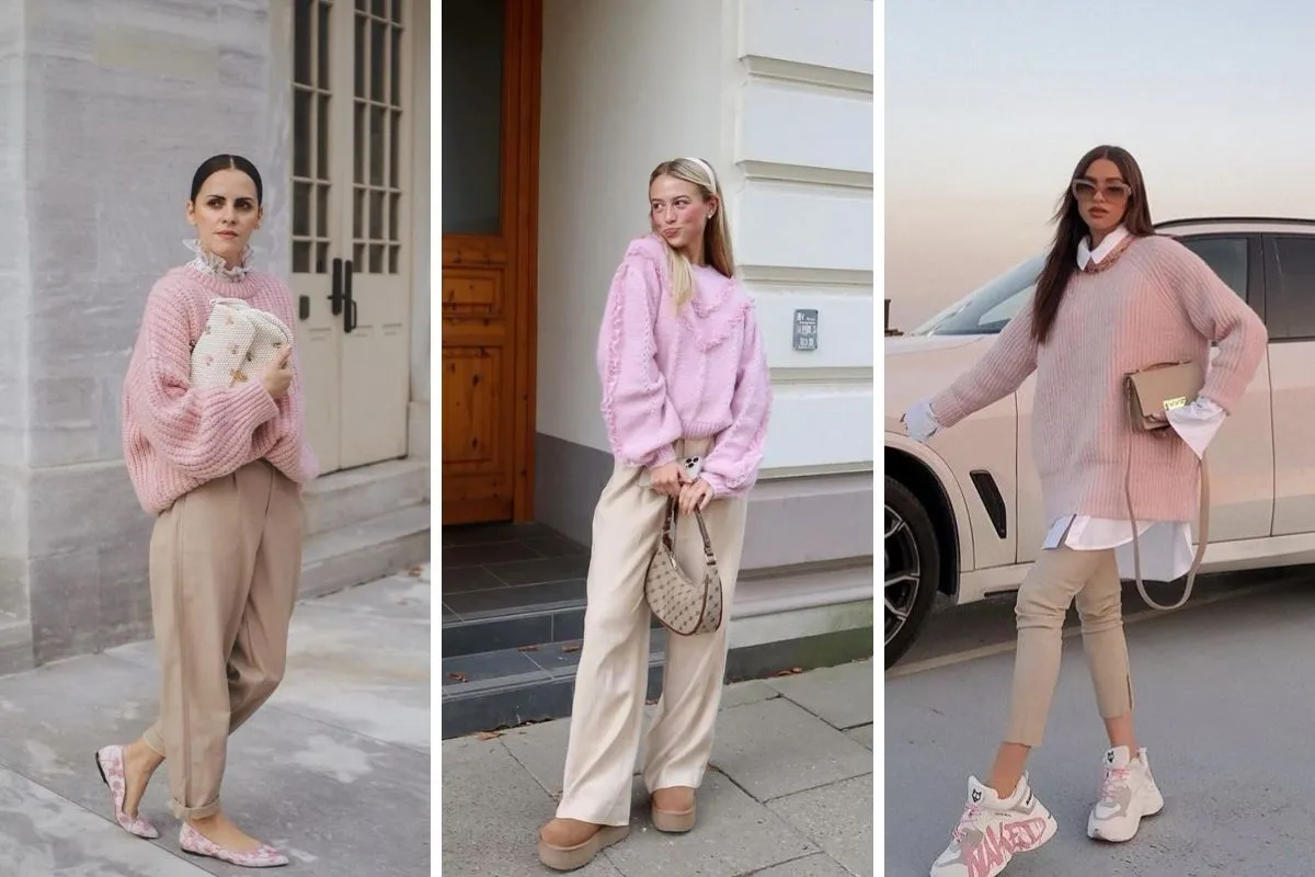 màu hồng phối với màu be thanh lịch