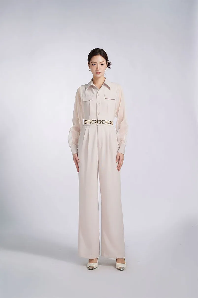 Mẫu jumpsuit dài tay, sang trọng, phù hợp môi trường công sở