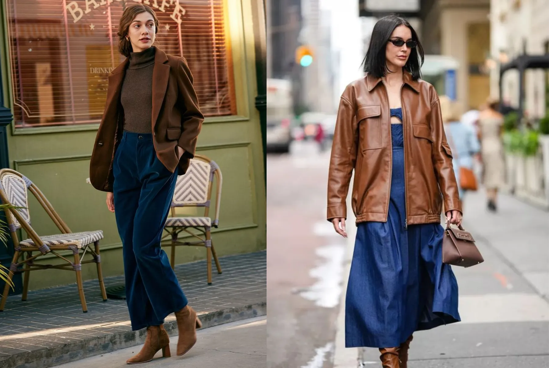 Nâu đất kết hợp xanh navy vừa high-fashion vừa thu hút mọi ánh nhìn (Nguồn: Internet)