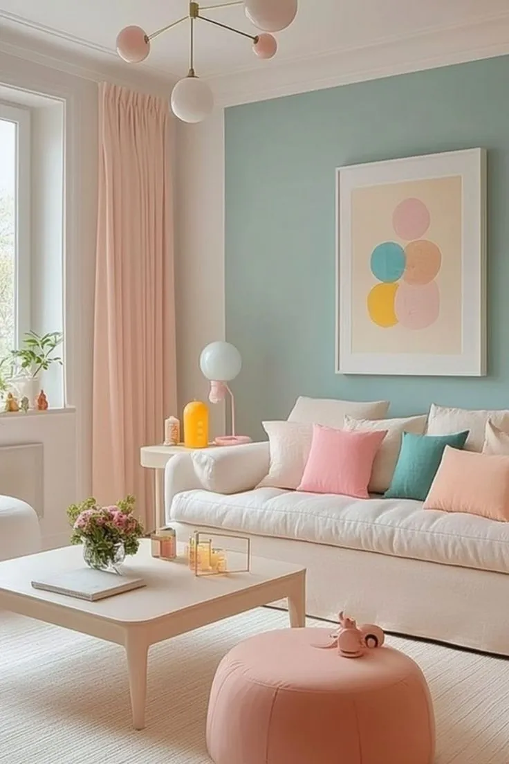 Nội thất màu pastel phù hợp với phong thủy và tăng màu sắc cho căn nhà (Nguồn: Internet)