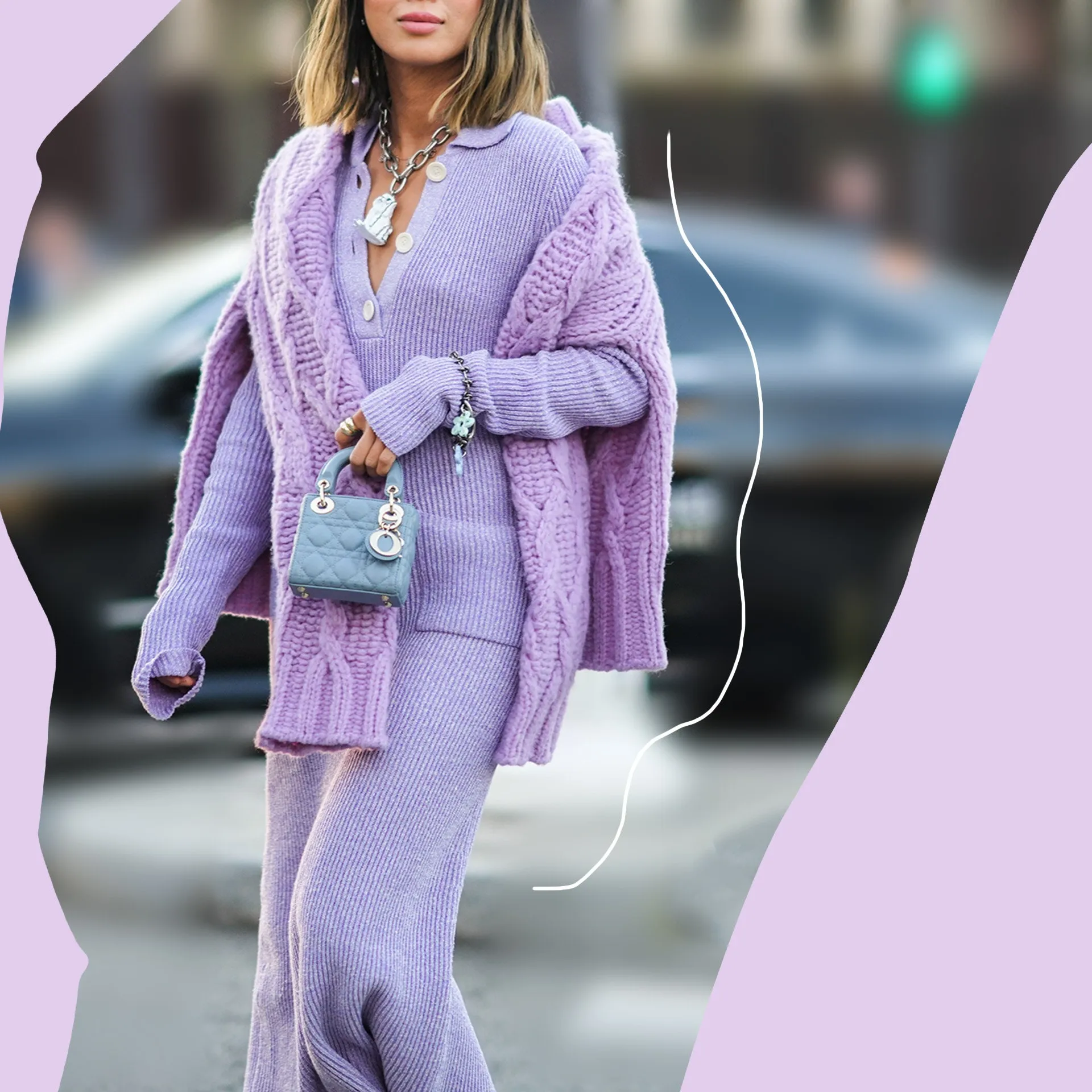 Outfit màu tím là màu sắc phù hợp với cung Thiên Bình (Nguồn: Internet)
