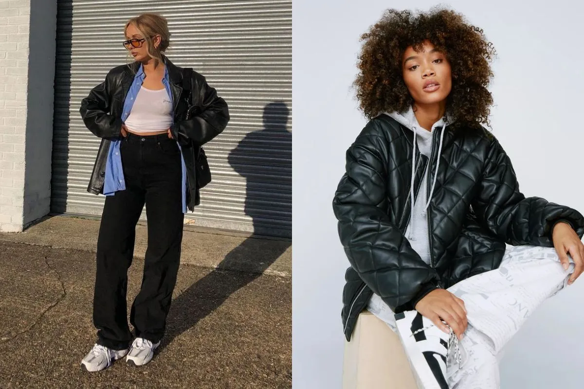 Cách phối đồ layer cá tính cùng áo khoác da bomber nữ (Nguồn: Internet)