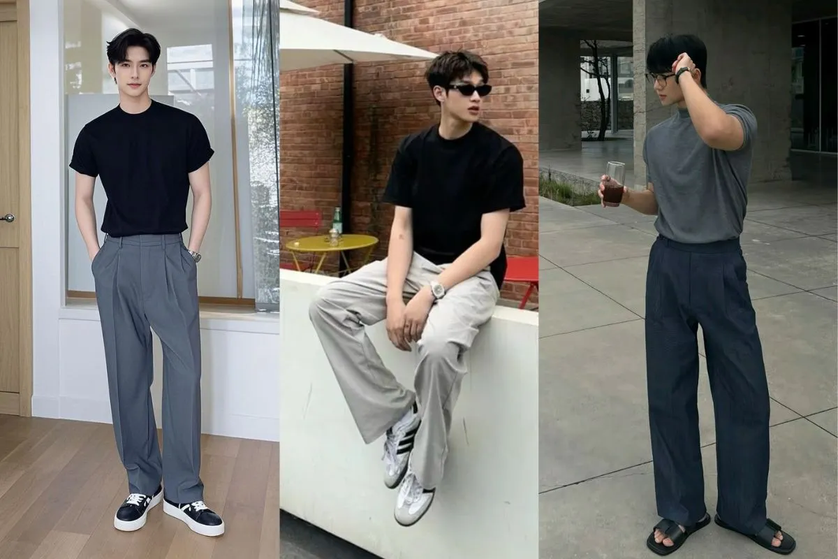 Phối quần tây với áo thun đơn giản nhưng cực kỳ phong cách