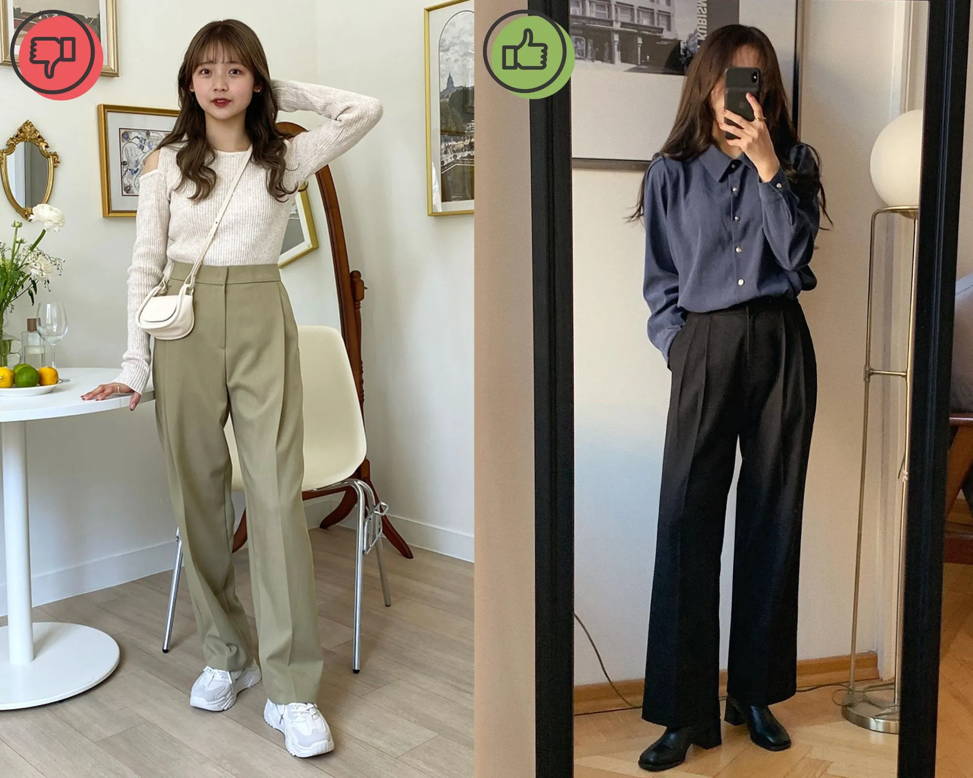 Một số kiểu quần ống rộng không cân đối gây dìm dáng nàng nấm lùn