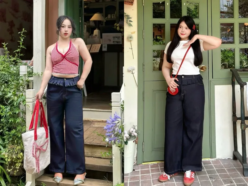 Mix áo croptop và quần jean cạp cao tôn dáng
