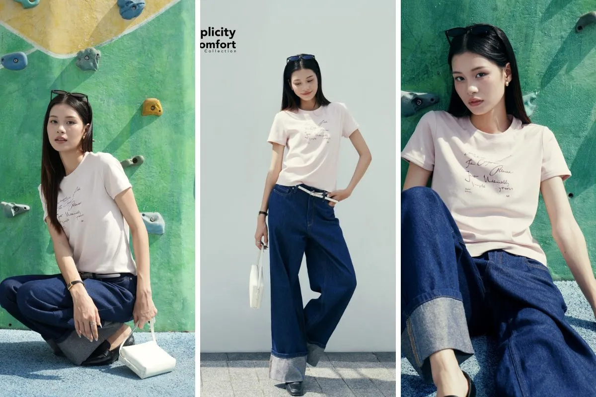 Trang phục trẻ trung, năng động khi mix quần jean và áo thun basic