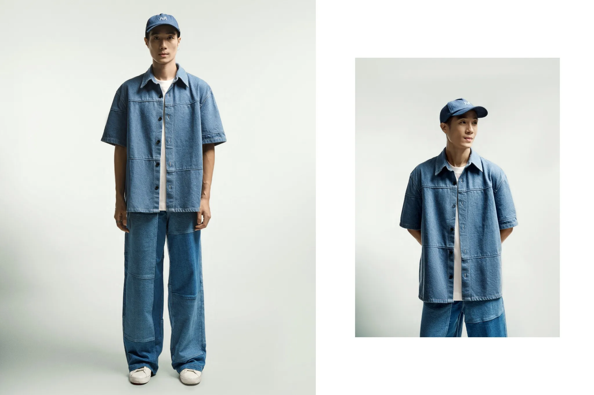 Phối đồ tone sur tone theo chất liệu denim đơn giản, năng động cho nam (Nguồn: Routine)