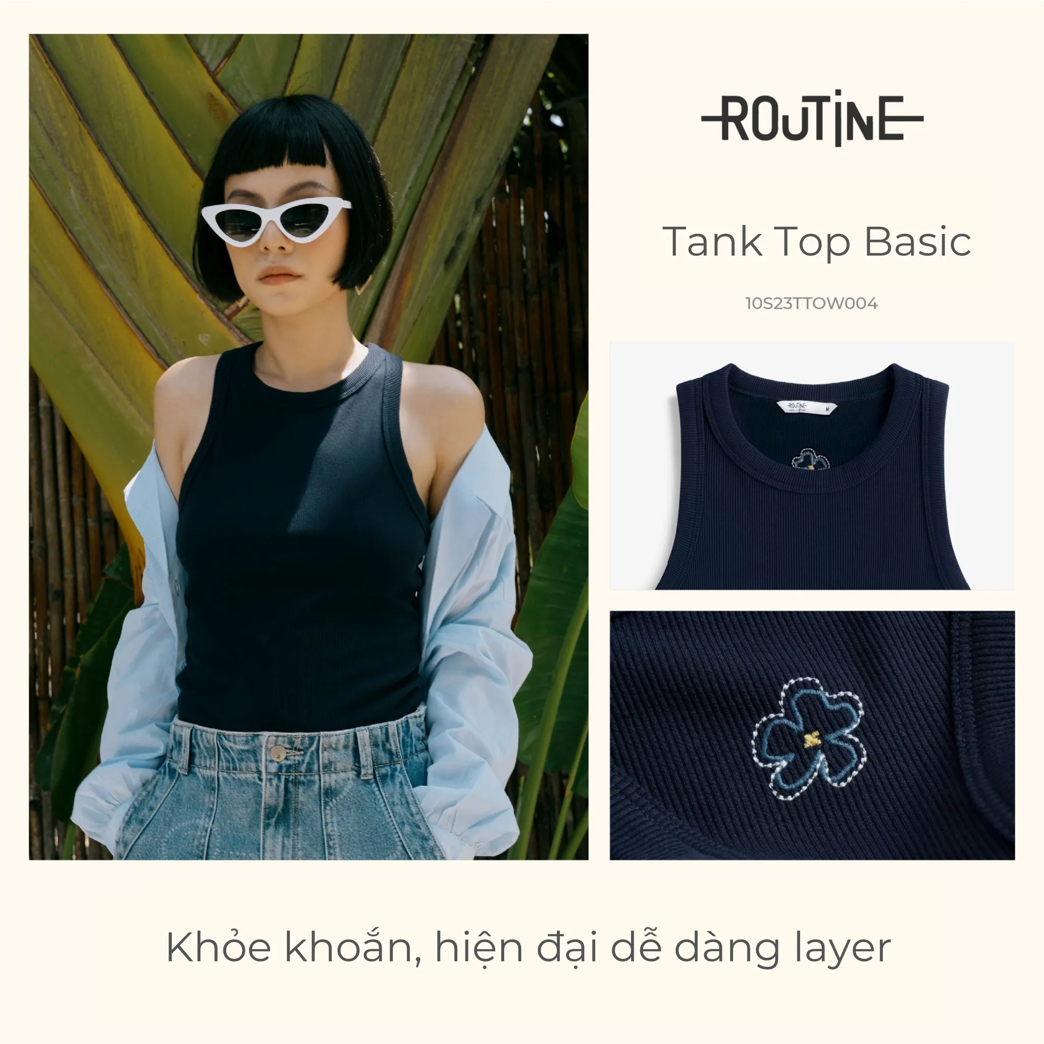 Áo tank top ôm dáng với thiết kế cổ tròn khỏe khoắn