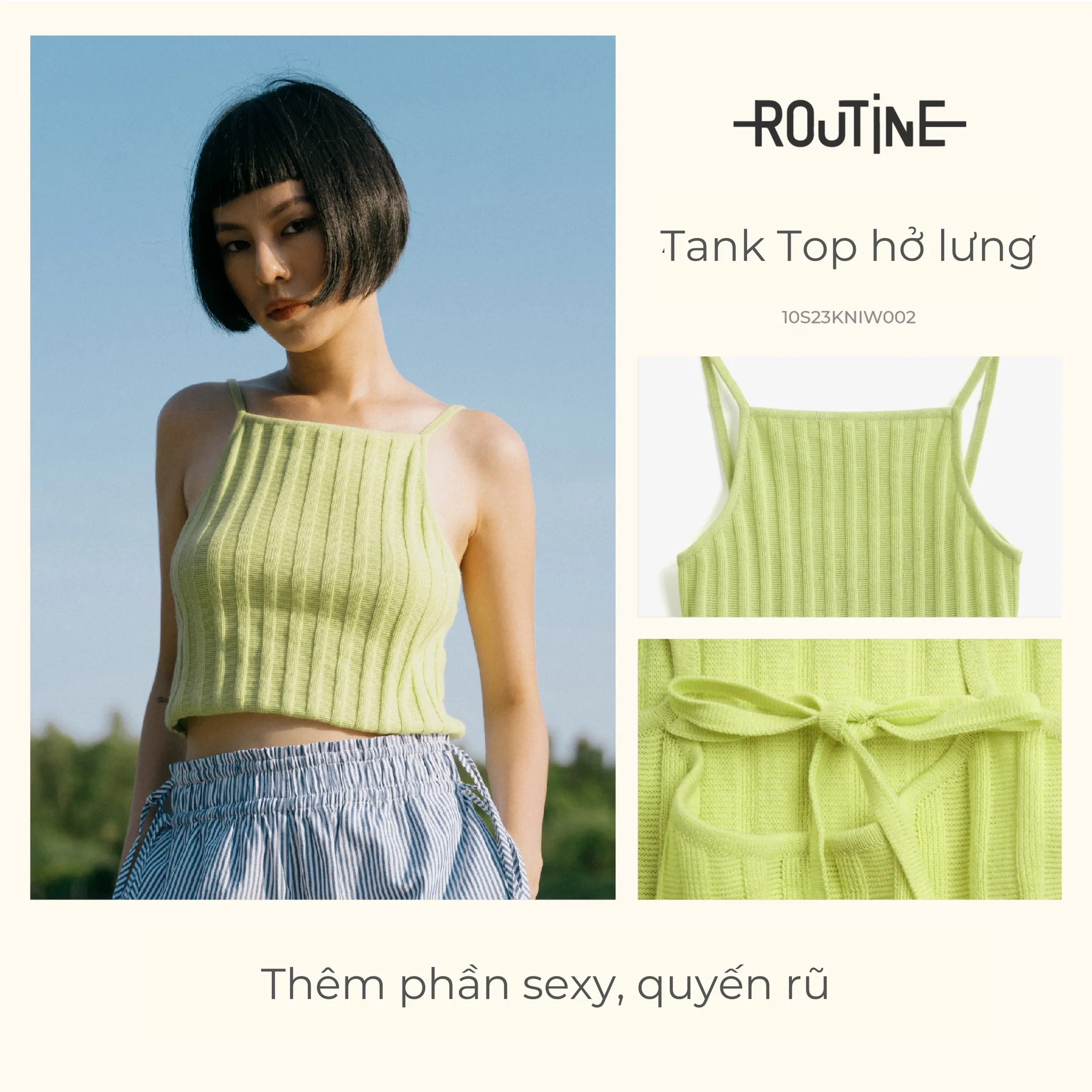 Tank top hở lưng giúp tôn lên đường cong tinh tế
