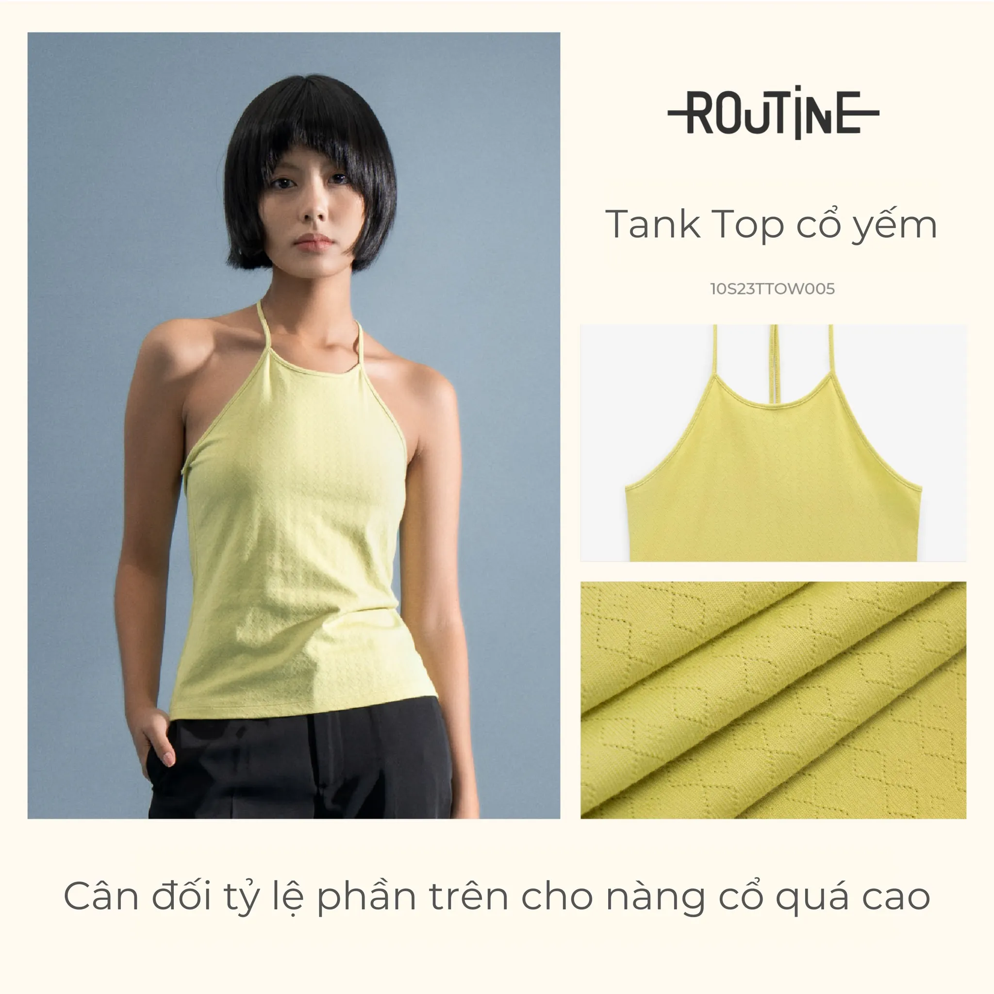 Tank top cổ yếm giúp tôn dáng và tạo điểm nhấn cho phần vai