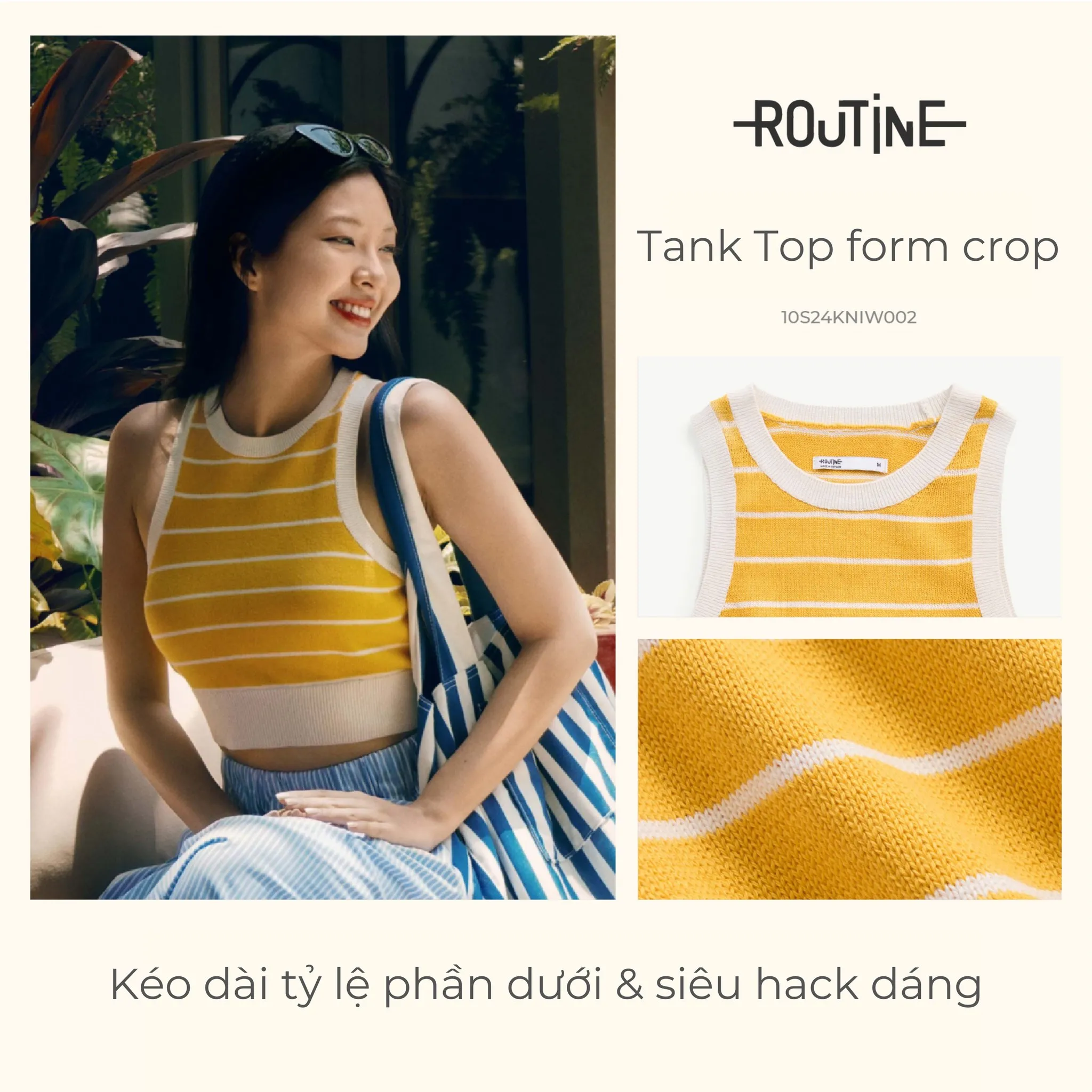 Mẫu tank top form crop với thiết kế ôm gọn phần trên