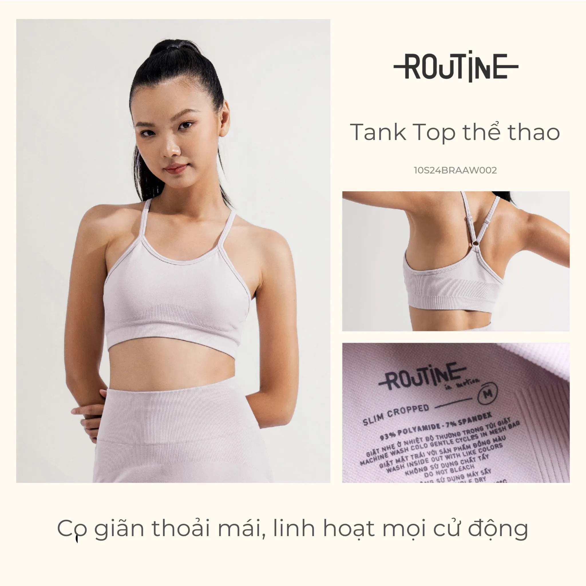 Mẫu tank top thể thao slim cropped có thiết kế ôm sát