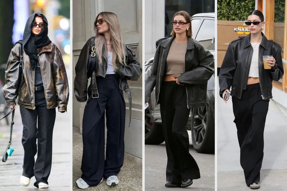 phối áo khoác da với quần âu nam