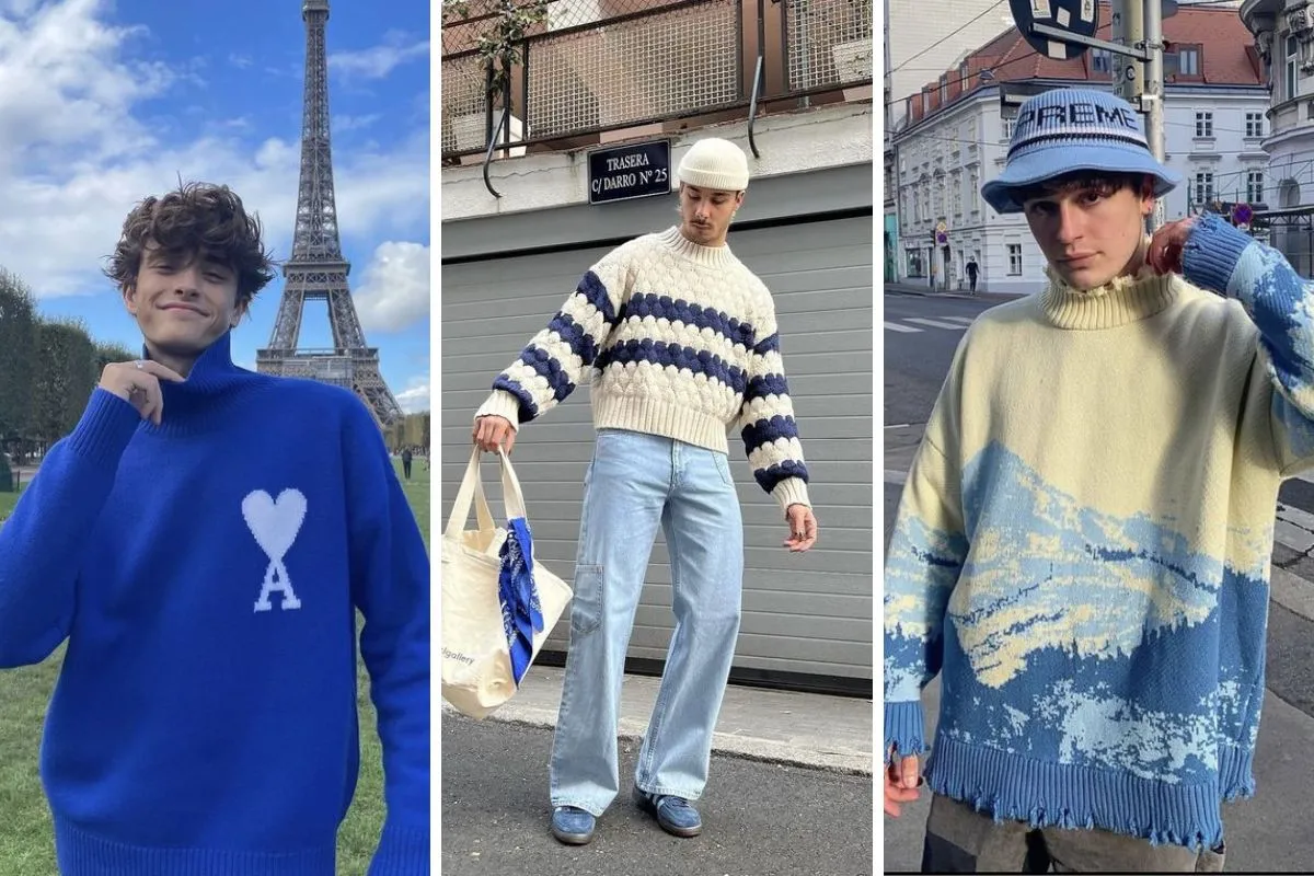 áo len cổ lọ họa tiết