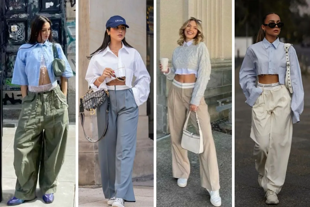 phối áo sơ mi croptop với nhiều kiểu quần khác nhau