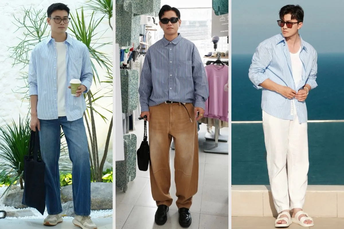 quần jeans nam phối với áo sơ mi tay dài nam