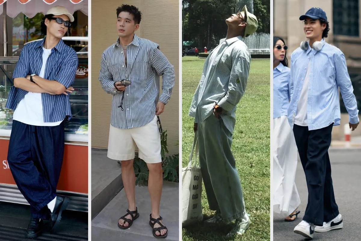 kết hợp áo sơ mi kẻ sọc với quần jeans nam