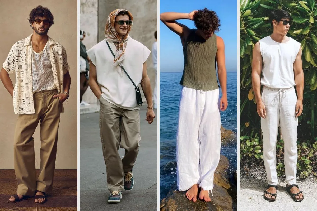 phối đồ với áo tanktop đi biển
