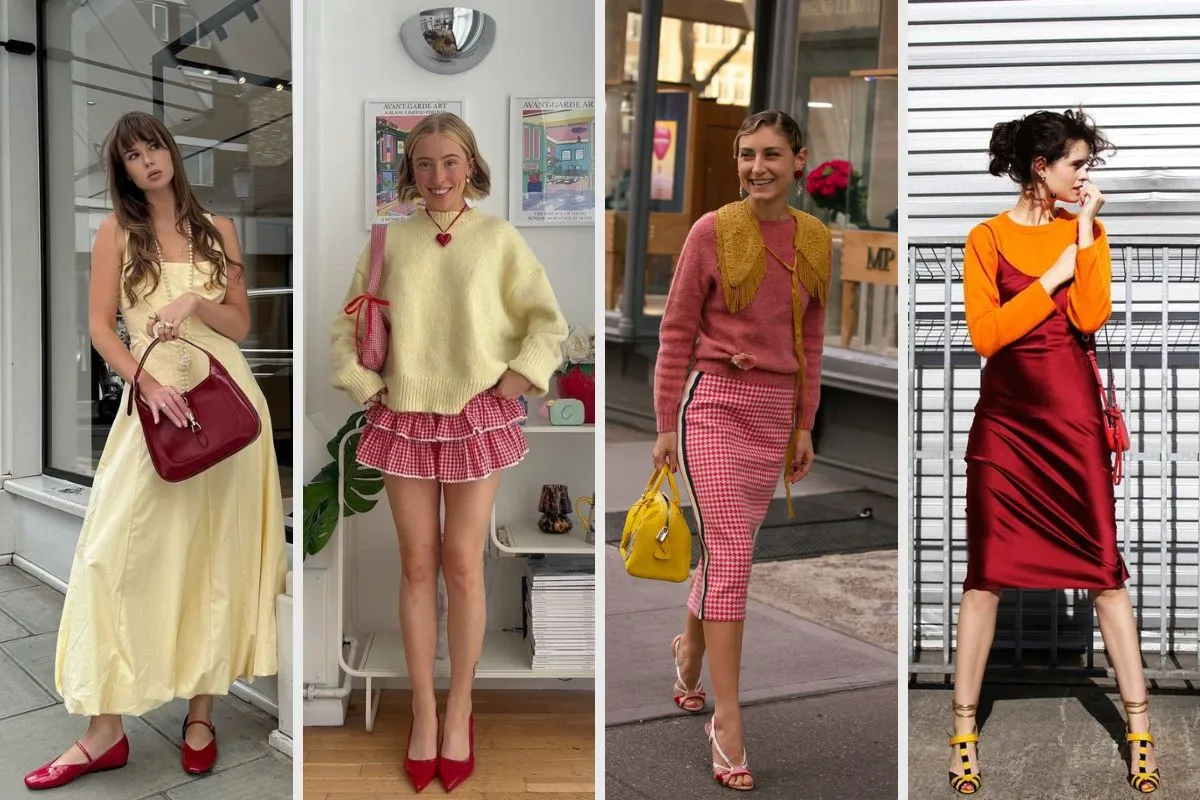 phối đồ tone đỏ vàng trẻ trung, cá tính