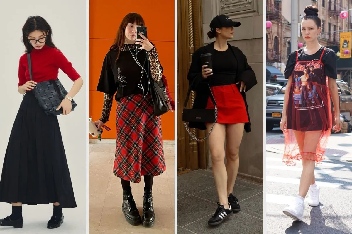 sự kết hợp ăn ý giữa màu đen và đỏ trong trang phục