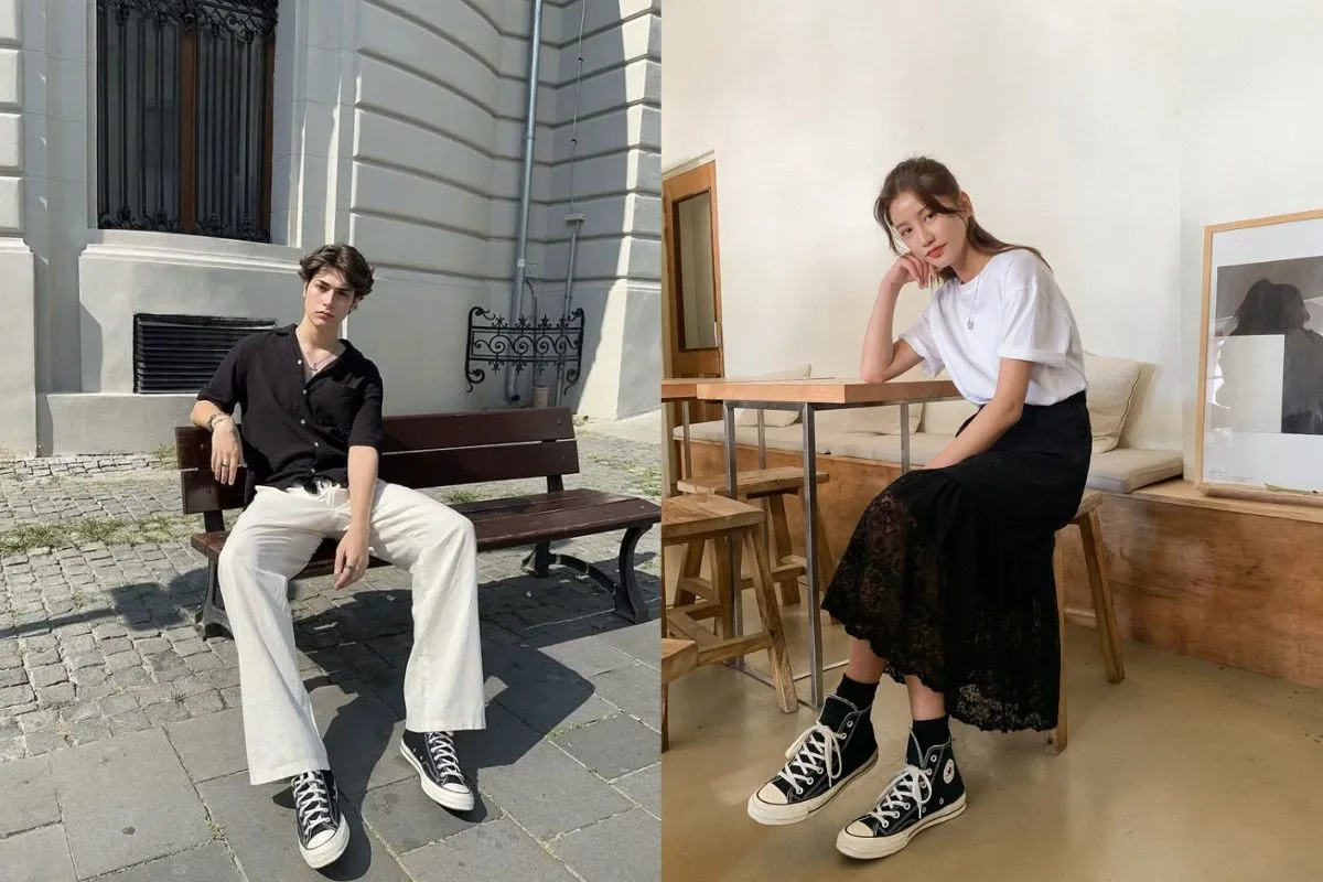 Phối giày sneaker đen đơn giản, huyền bí (Nguồn: Routine)