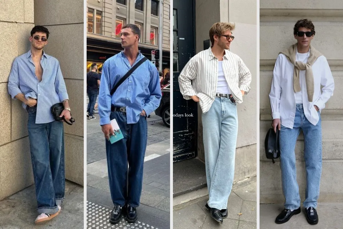 phối đồ đẹp cùng quần jeans và sơ mi form rộng