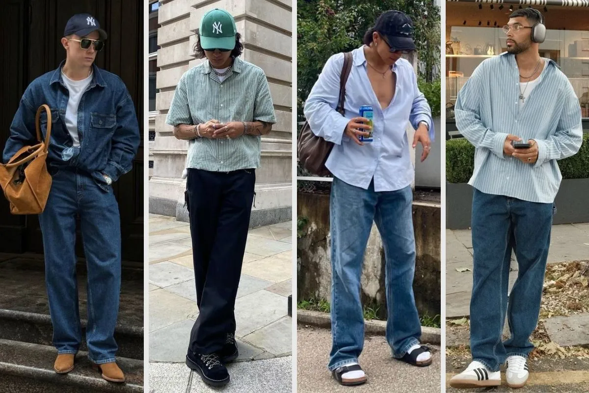phối quần jean áo sơ mi cùng giày