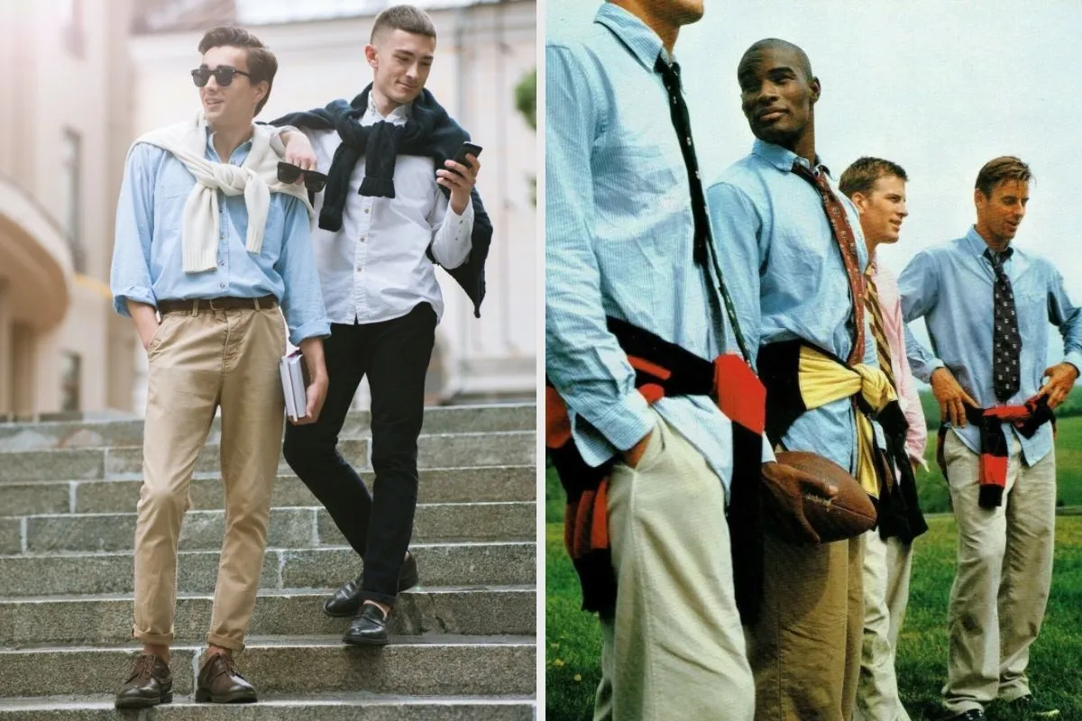 mix quần tây áo sơ mi theo style Preppy