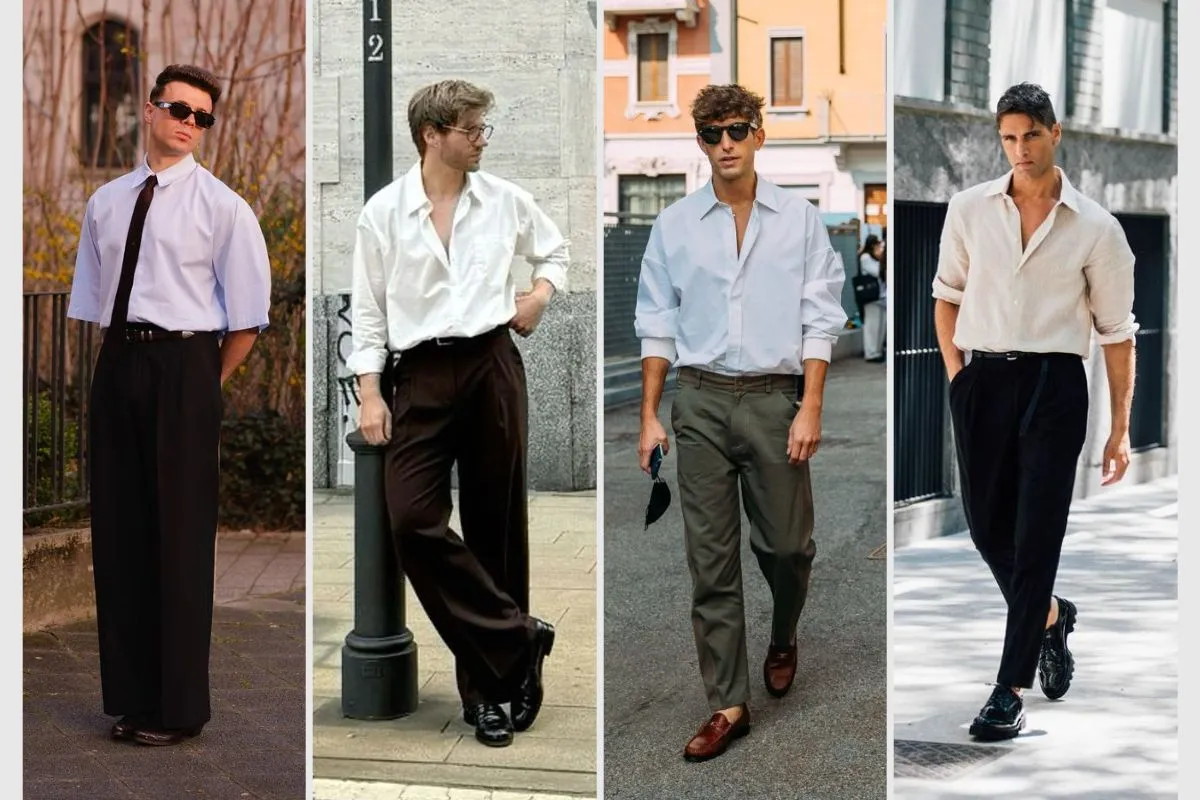 phối đồ với quần tây áo sơ mi nam cổ điển
