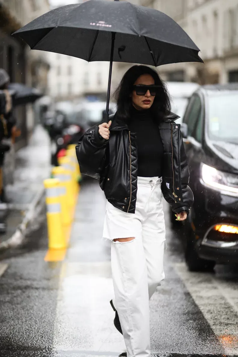 Quần baggy jean phối jacket da siêu ngầu (Nguồn: internet)