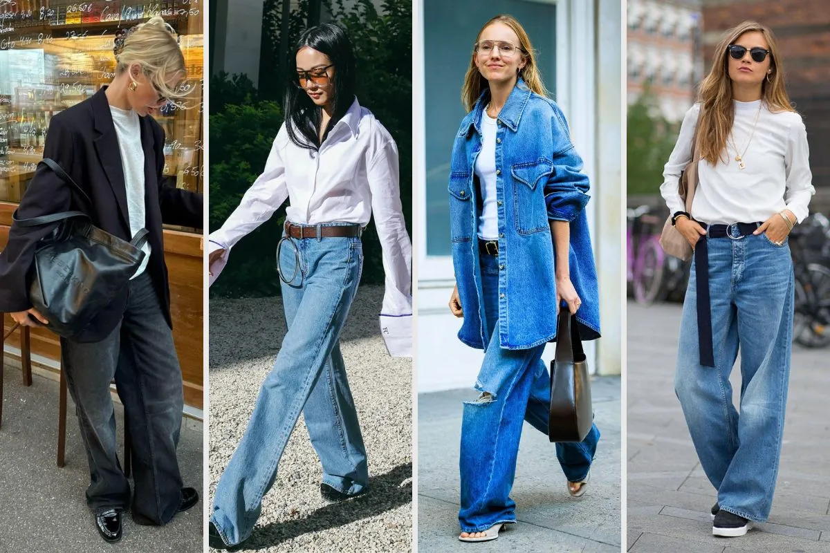 mặc đẹp với quần jean nữ ống rộng