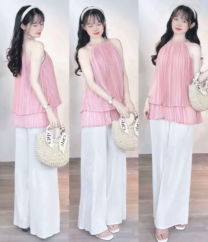 Áo yếm diện cùng quần&nbsp;ống rộng&nbsp;đi diện&nbsp;Tết là xinh hết nấc