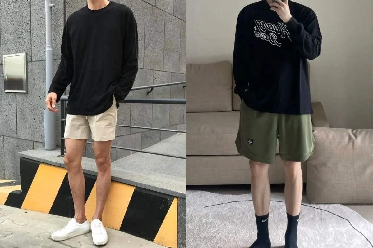 Mùa thu ấm áp nhưng đầy cá tính cùng quần short mix áo thun dài tay (Nguồn: Internet)