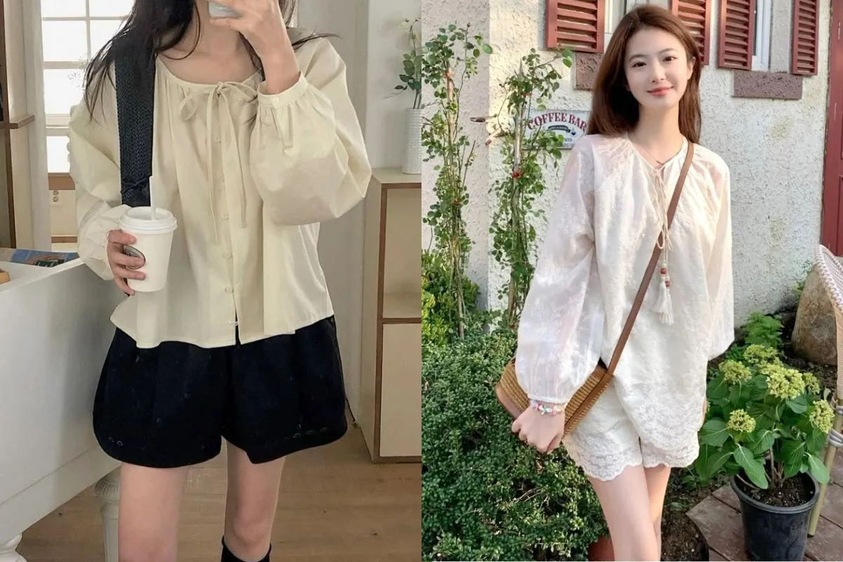 Áo sơ mi nữ cổ tròn cách điệu thanh lịch (Nguồn: Internet)
