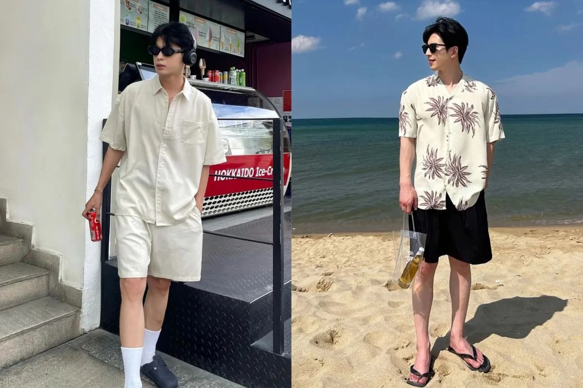 Chiếc áo sơ mi tay ngắn mix cùng quần short nam tăng thêm tính thời trang, trông cá tính và năng động hơn.