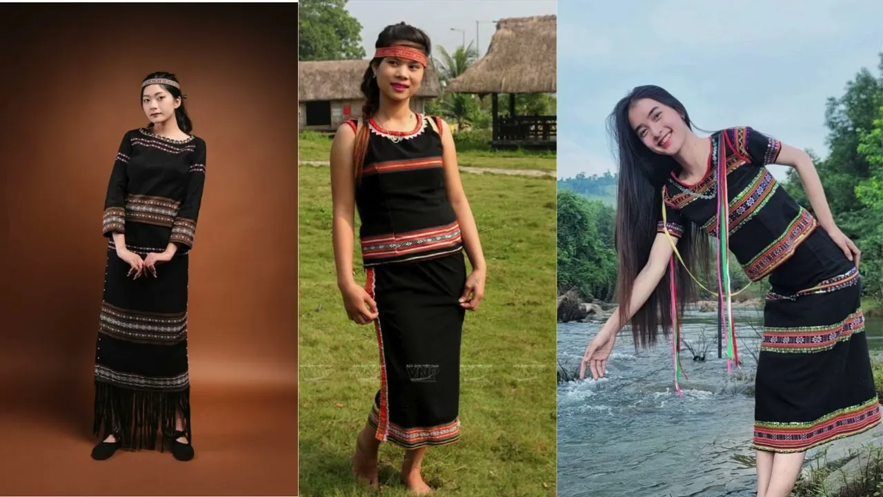 Trang phục dân tộc truyền thống của nữ giới Bana đơn giản, thu hút