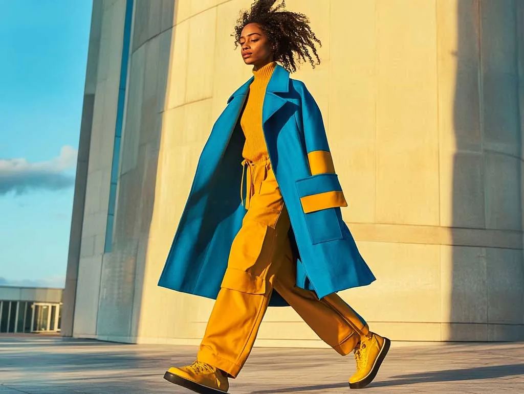 Trang phục độc đáo, thu hút mọi ánh nhìn mix màu xanh lam và vàng (Nguồn: Internet)