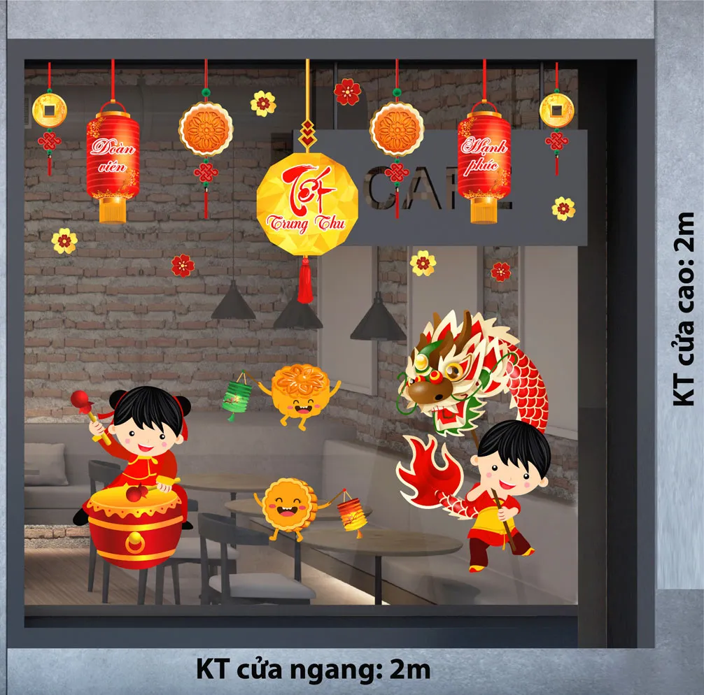 Trang trí trung thu bằng cách dán decal đơn giản, tiết kiệm chi phí (Nguồn: Internet)