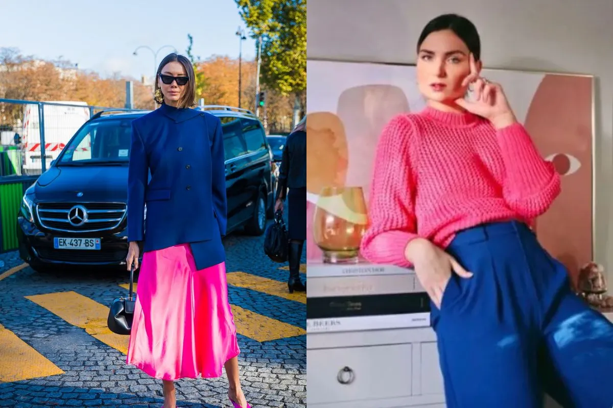 màu hồng phối cùng xanh coban