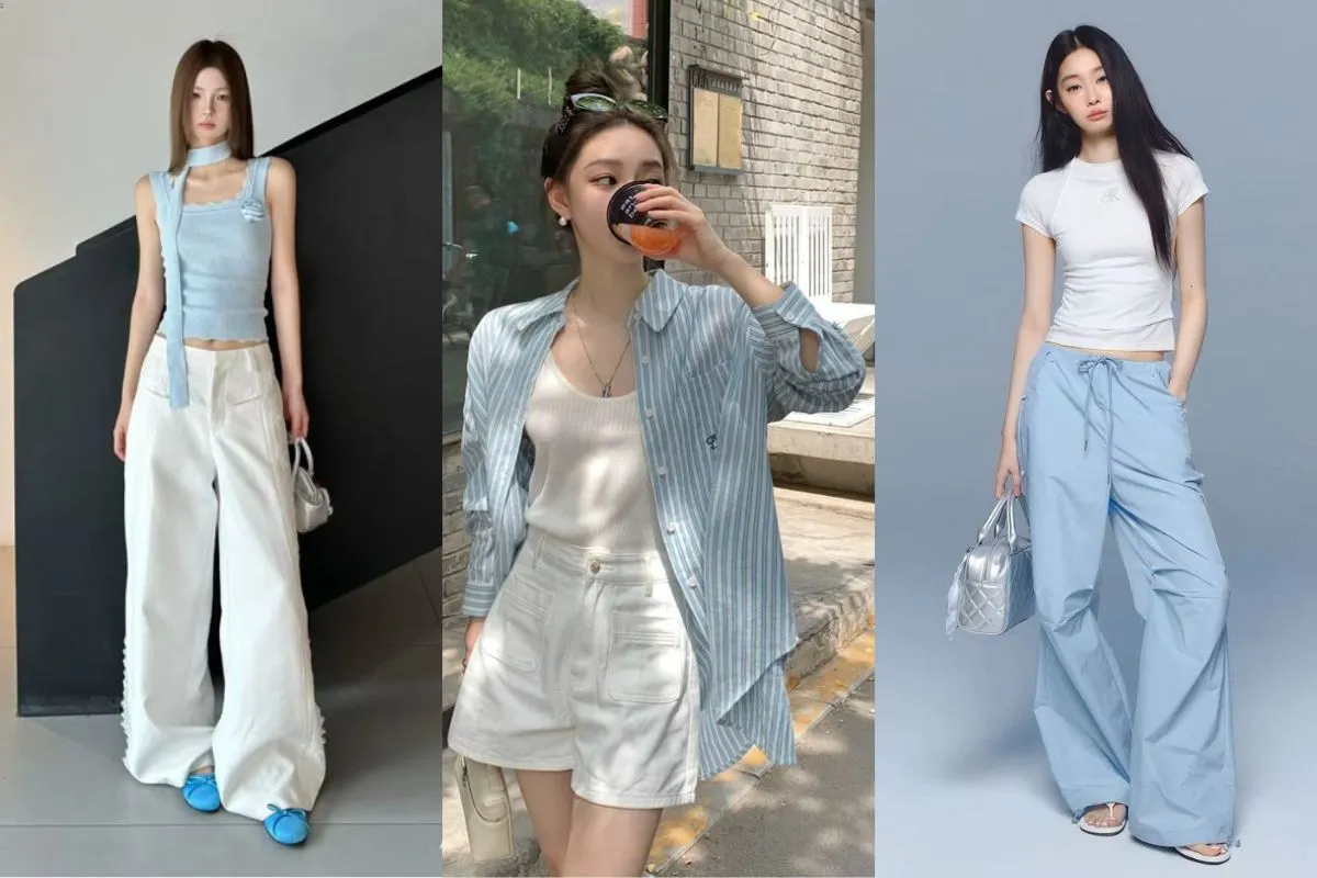 Sắc xanh dương nhạt mix màu trắng trẻ trung, thanh lịch