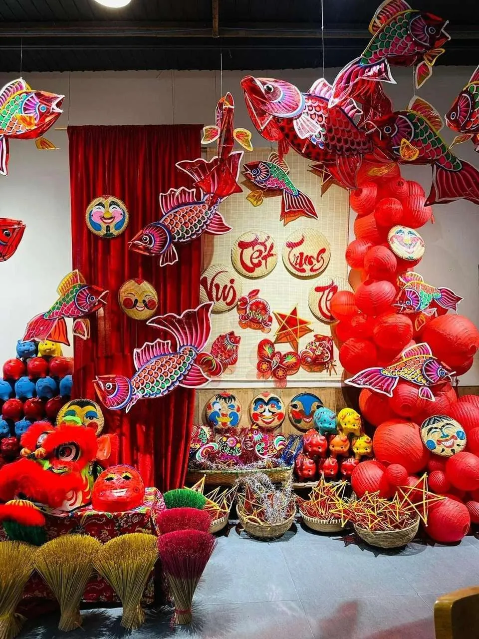 Ý tưởng sử dụng mẹt tre để vẽ trang trí tết trung thu (Nguồn: Internet)